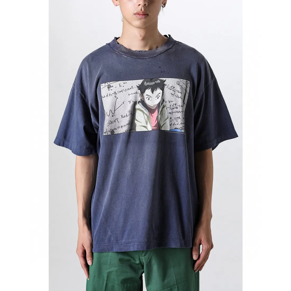 PLUTO x SAINT Mxxxxxx PLUTO SS TEE/Pluto co-branded retro tee Pluto distressed hole short sleeves Washed blue S-XL The washing and destruction process have reached the highest peak in the brand's history The real thing is quite acceptable This tee is derived from Osamu Tezuka's landmark masterpiece Customized original consistent main mark/wash mark Original consistent cylindrical OE yarn fabric